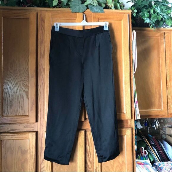 Babaton Atelier Pleated Satin Pull-On Crop Ankle Trousers - 6 - Picture 2 of 13